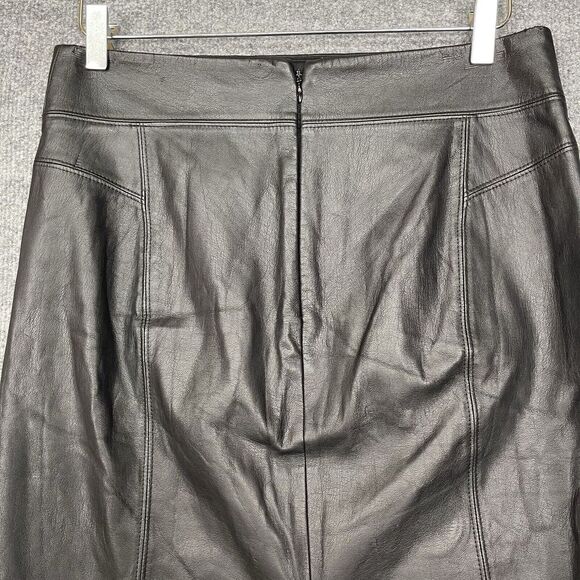 Express Skirt Womens 6 Black Faux Leather Pencil Knee Length‎ Goth Rocker Biker - Picture 3 of 14